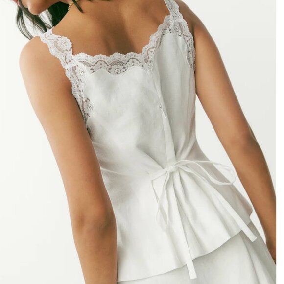 BEST NWT Reformation Josefina Linen Top White Ivory French Summer Vacation - Picture 4 of 12